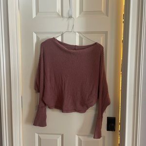 Dusty rose waffle knit leicht weight sweater